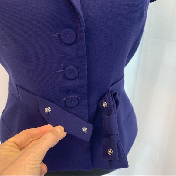 SANDRA Angelozzi purple short sleeve tailored blazer size 32 - Picture 6 of 12